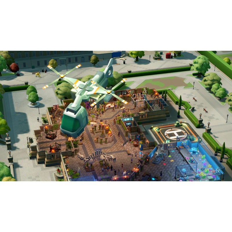 Captura de pantalla del gameplay de Two Point Museum en PlayStation 5 mostrando la jugabilidad y diseño del juego