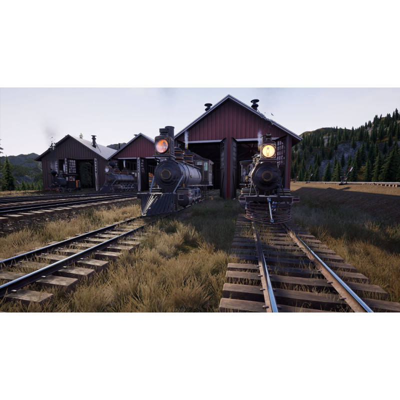 Captura de pantalla del gameplay de Railroads Online! en PlayStation 5 mostrando la construcción de vías y trenes.