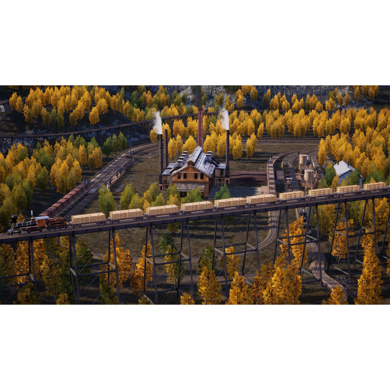 Captura de pantalla del gameplay de Railroads Online! para PlayStation 5 mostrando la construcción de vías y trenes.