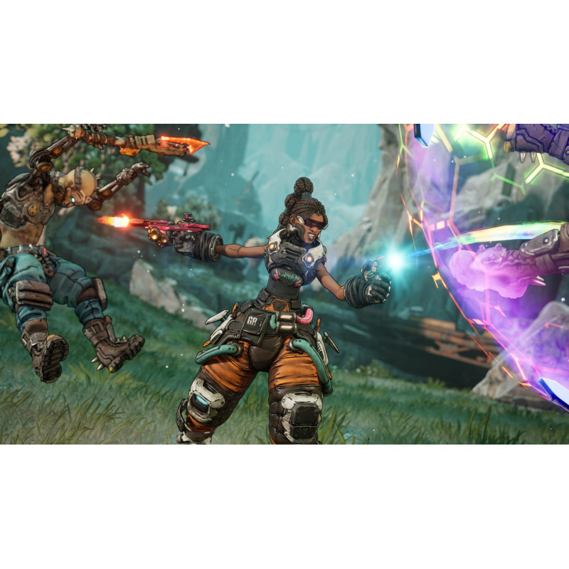 Captura de pantalla del gameplay de Borderlands 4 para Xbox mostrando acción intensa y personajes únicos