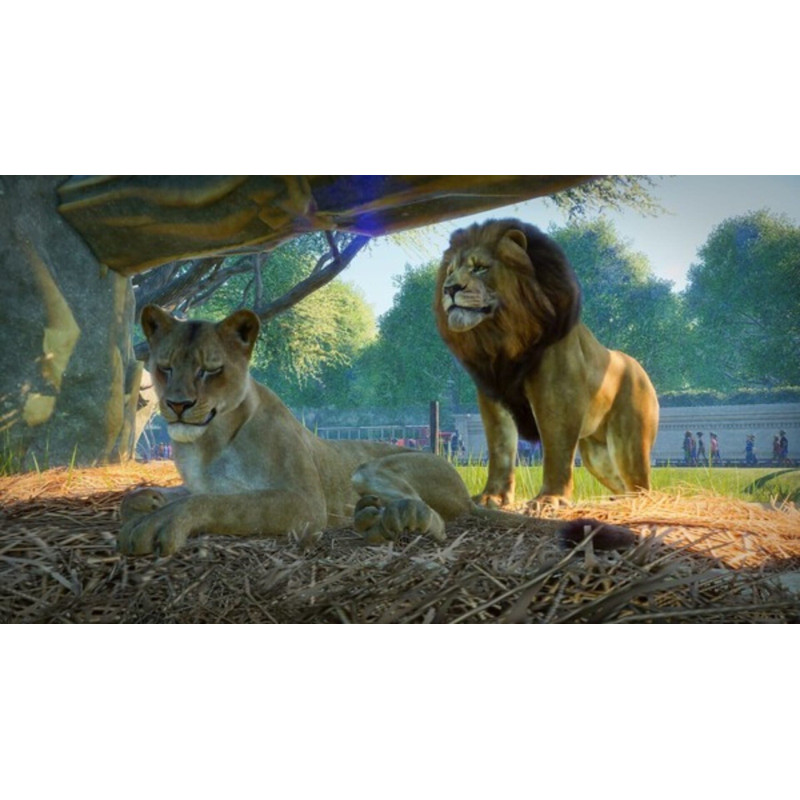 Captura de pantalla del gameplay de Planet Zoo en PlayStation 5 mostrando la construcción de un zoológico.