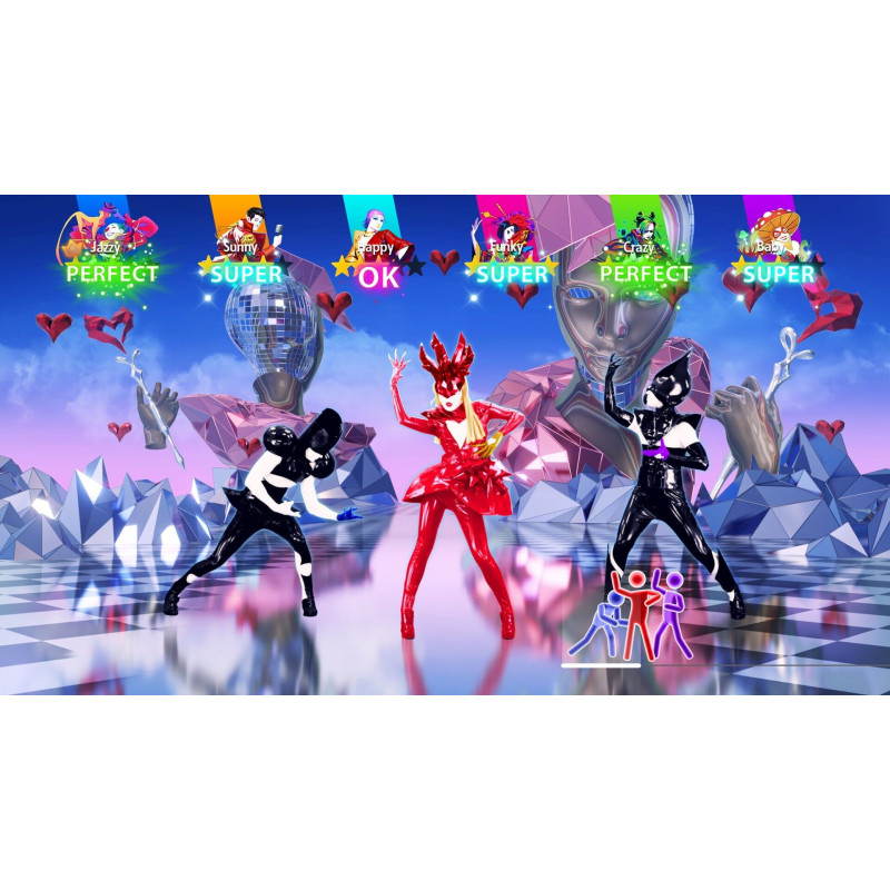 Captura de pantalla del gameplay de Just Dance 2025 Edition para Nintendo Switch mostrando una coreografía divertida