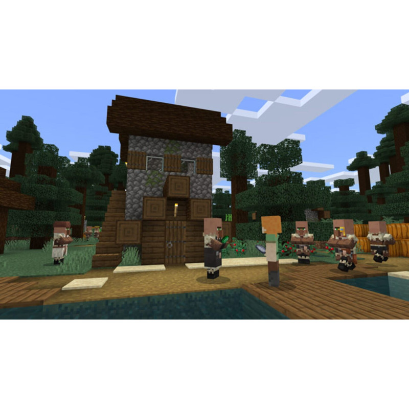 Captura de pantalla del gameplay de Minecraft para Nintendo Switch mostrando construcción y exploración en el mundo.