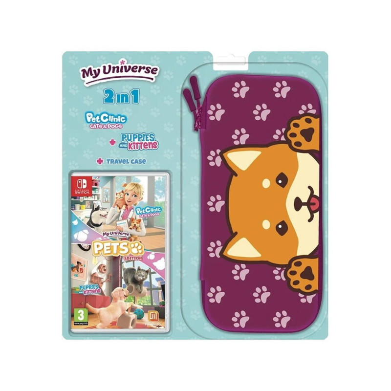 Captura de pantalla del gameplay de My Universe: Pets Edition para Nintendo Switch mostrando interacción con mascotas