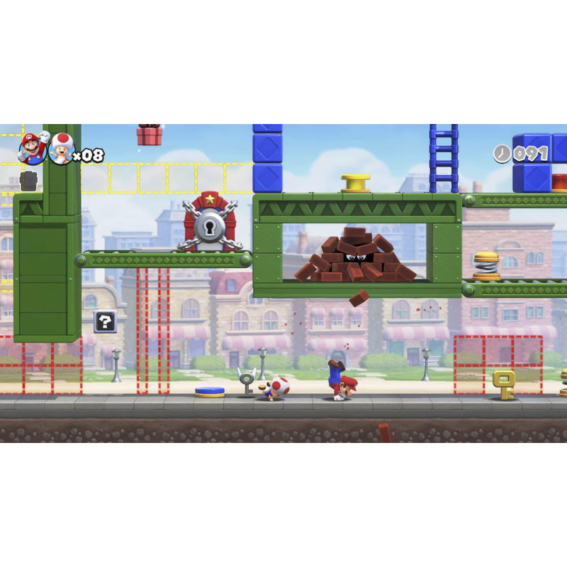 Captura de pantalla del gameplay de Mario vs. Donkey Kong para Nintendo Switch mostrando acción y personajes.