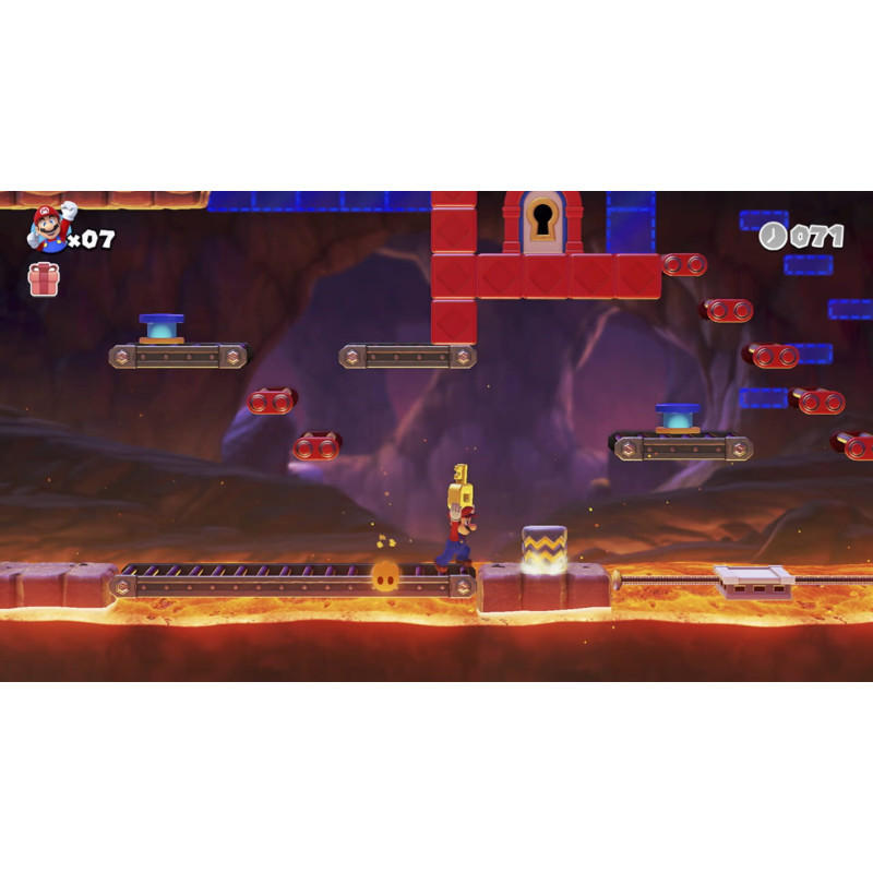 Captura de pantalla del gameplay de Mario vs. Donkey Kong para Nintendo Switch mostrando acción y personajes en el juego.