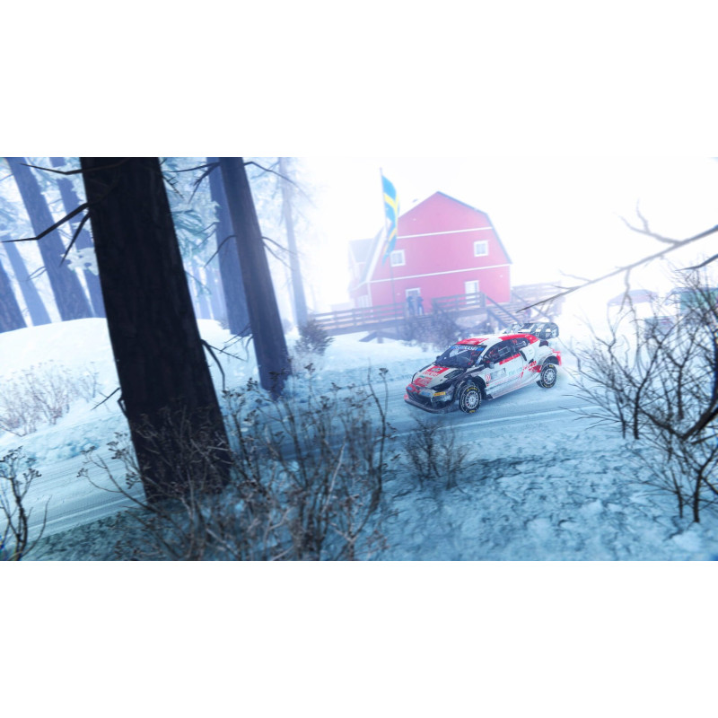 Captura de pantalla del gameplay de WRC Generations para PlayStation 4 mostrando una emocionante carrera de rally