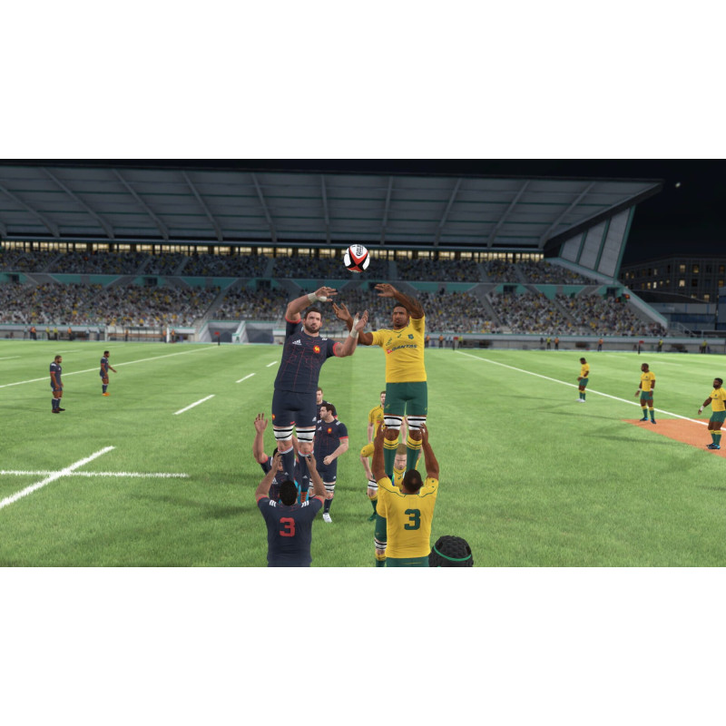 Captura de pantalla del gameplay de Rugby 18 para PlayStation 4 mostrando acción en el campo de juego