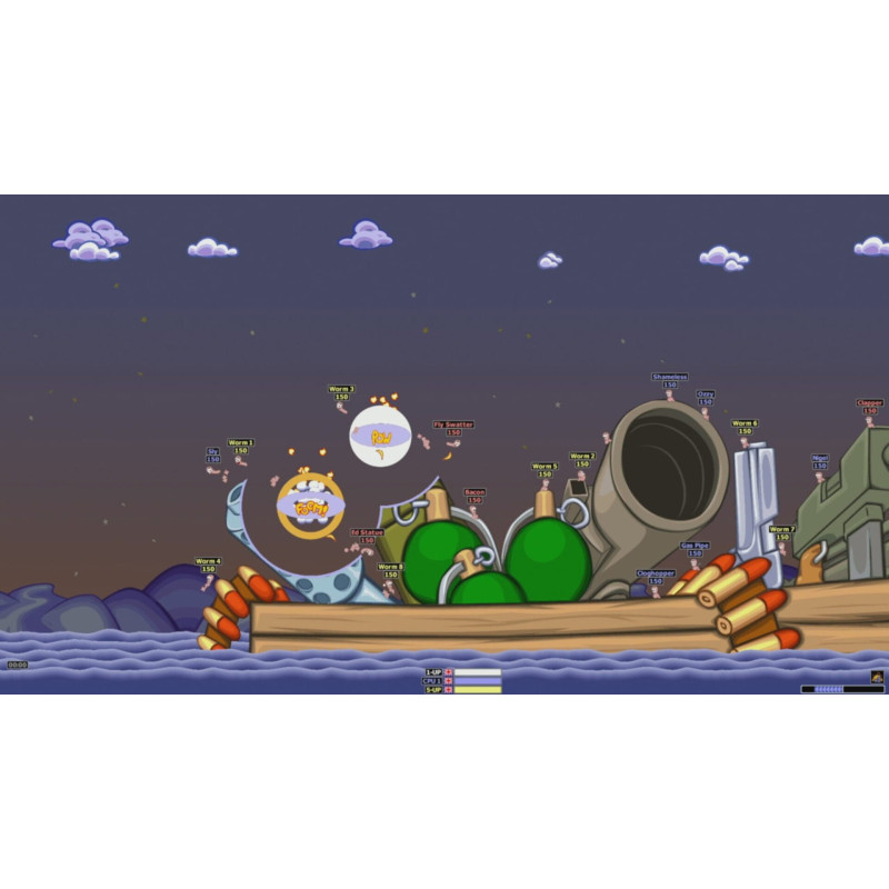 Captura de pantalla del gameplay de Worms Armageddon Anniversary Edition en PlayStation 5