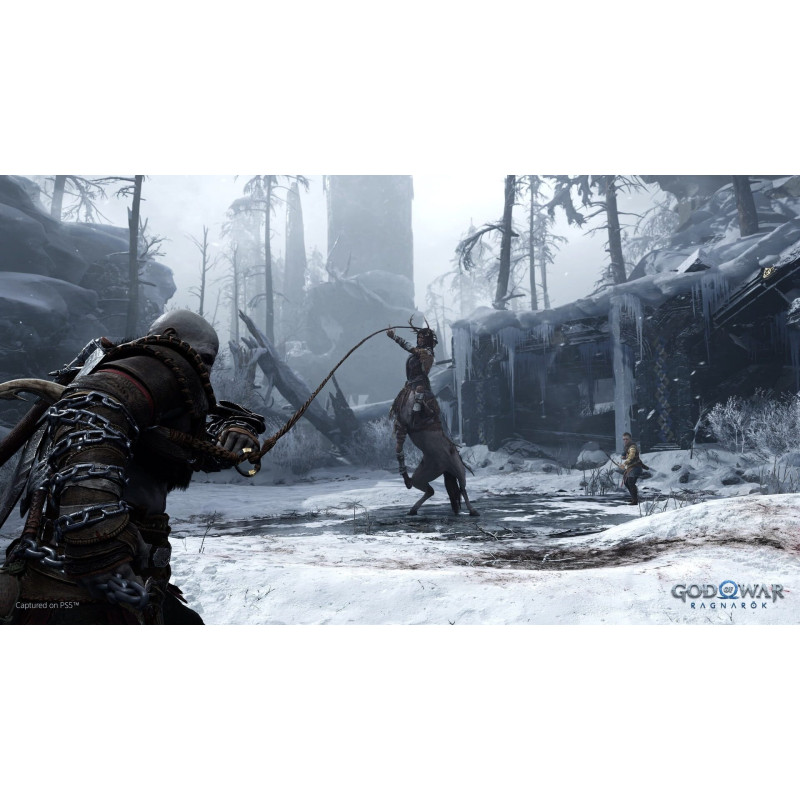 Captura de pantalla del gameplay de God of War: Ragnarök para PlayStation 5 mostrando acción intensa y gráficos impresiona...