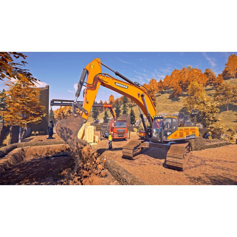Captura de pantalla del gameplay de Construction Simulator para PlayStation 5 mostrando la construcción de edificios