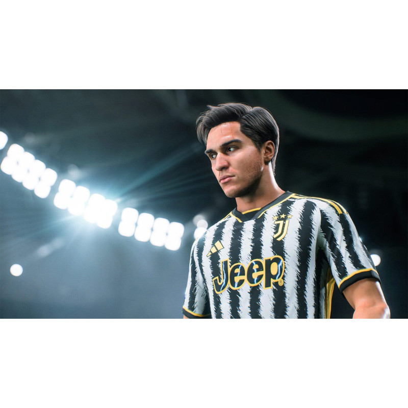 Captura de pantalla del gameplay de EA Sports FC 24 para Xbox mostrando acción en el campo de fútbol