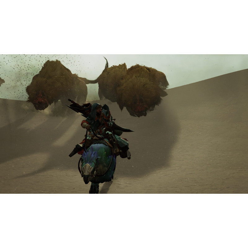 Captura de pantalla del gameplay de Monster Hunter Wilds para Xbox mostrando una intensa batalla contra un monstruo.