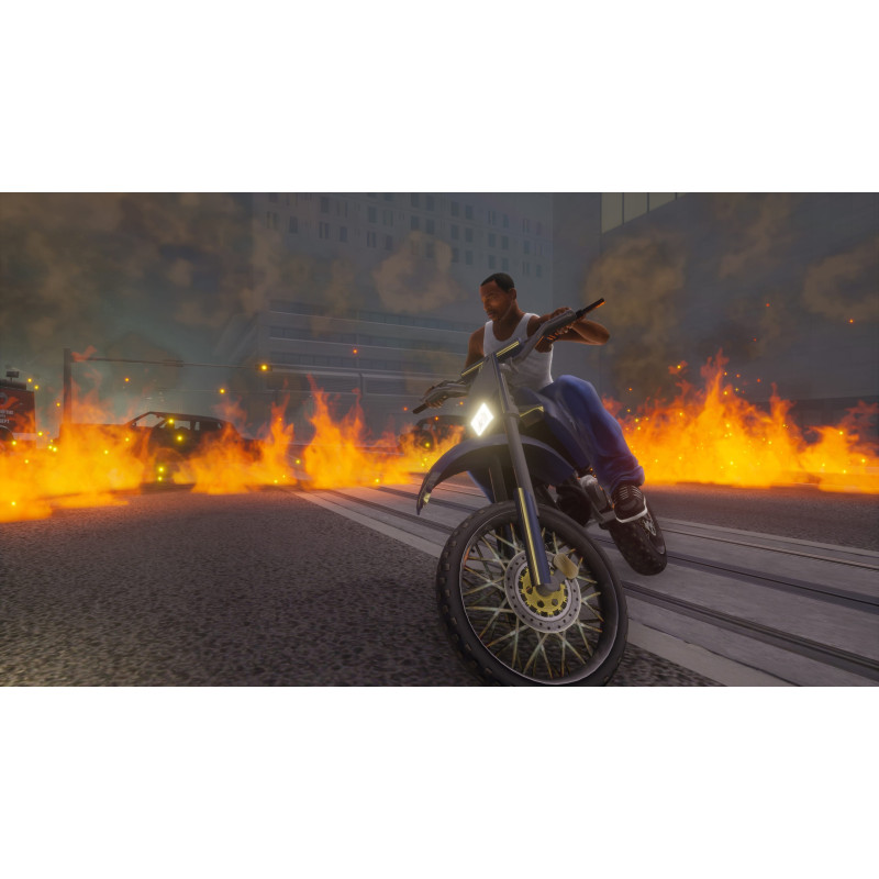 Captura de pantalla del gameplay de Grand Theft Auto: The Trilogy para PlayStation 4 mostrando acción en la ciudad.