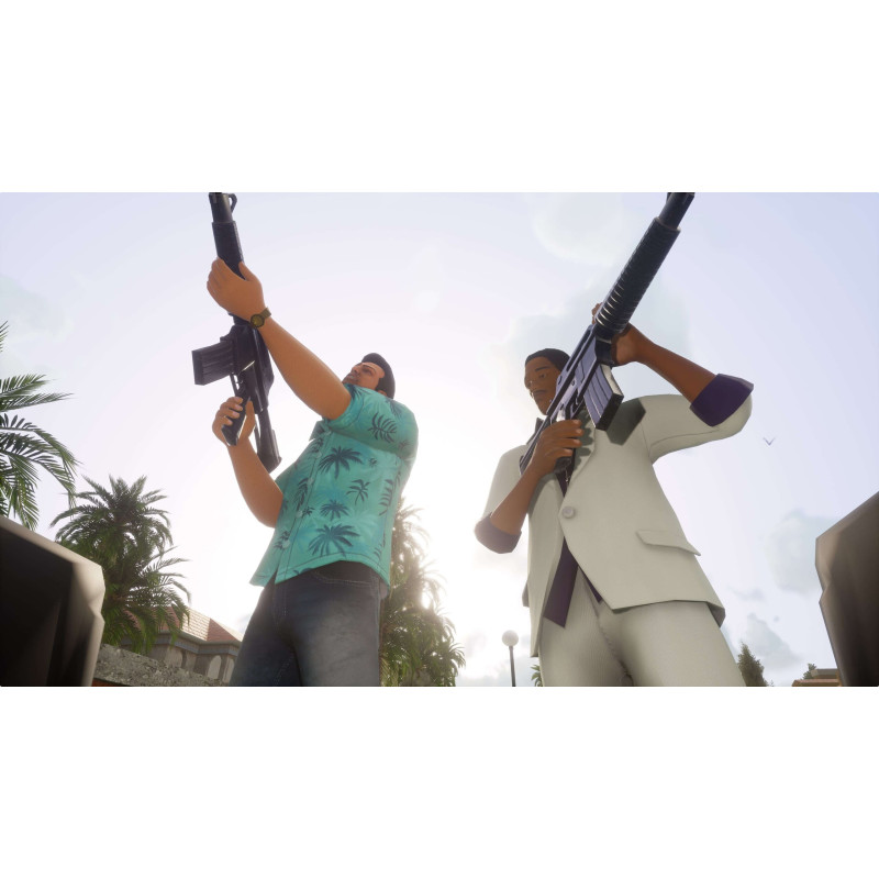 Captura de pantalla del gameplay de Grand Theft Auto: The Trilogy en PlayStation 4 mostrando acción intensa en la ciudad.