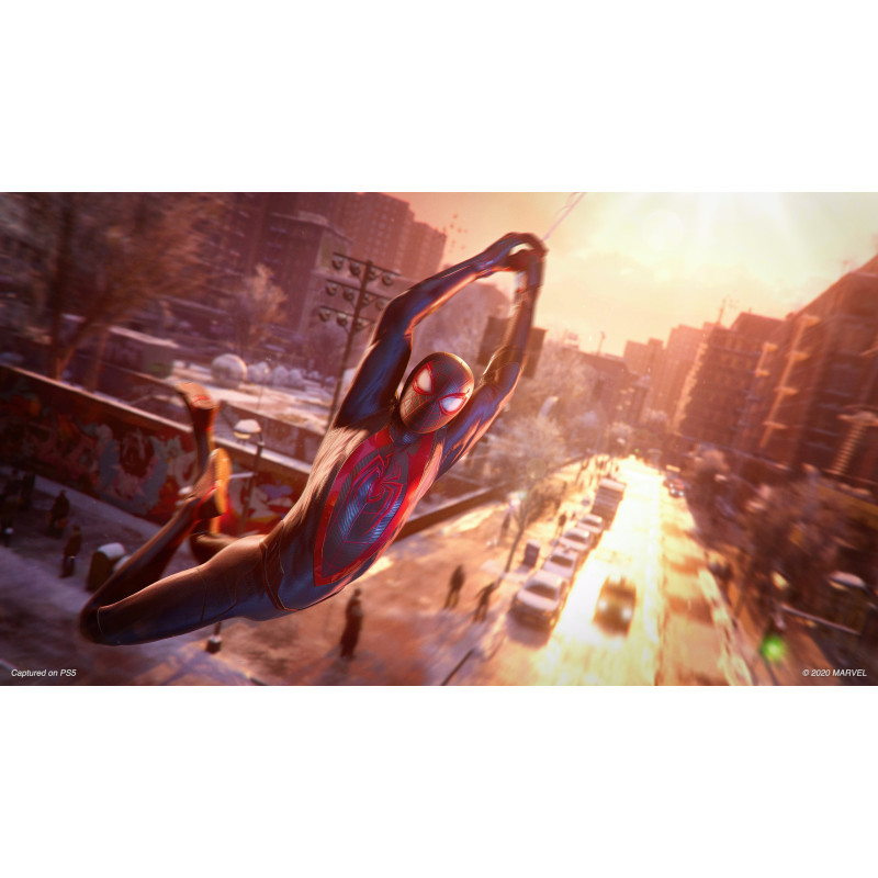 Captura de pantalla del gameplay de Spider-Man: Miles Morales para PlayStation 5 mostrando acción emocionante