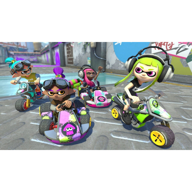 Captura de pantalla del gameplay de Mario Kart 8 Deluxe para Nintendo Switch mostrando una emocionante carrera.