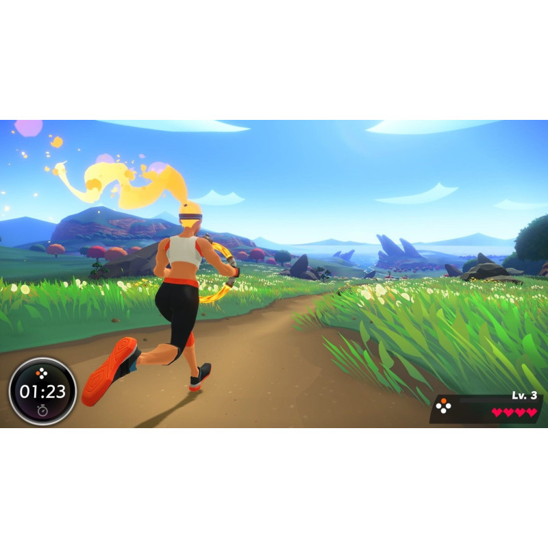 Captura de pantalla del gameplay de Ring Fit Adventure para Nintendo Switch mostrando acción y ejercicio divertido