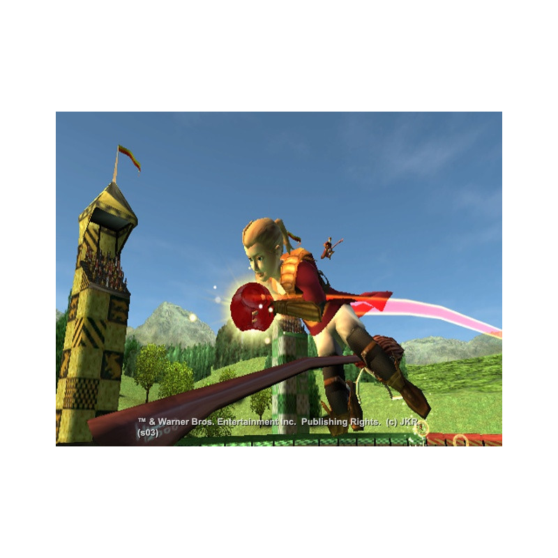Captura de pantalla del gameplay de Harry Potter Campeones de Quidditch para PlayStation 4 mostrando acción en el campo.