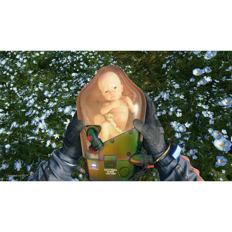 Captura de pantalla del gameplay de Death Stranding Directors Cut para PlayStation 5 mostrando la exploración del mundo ab...