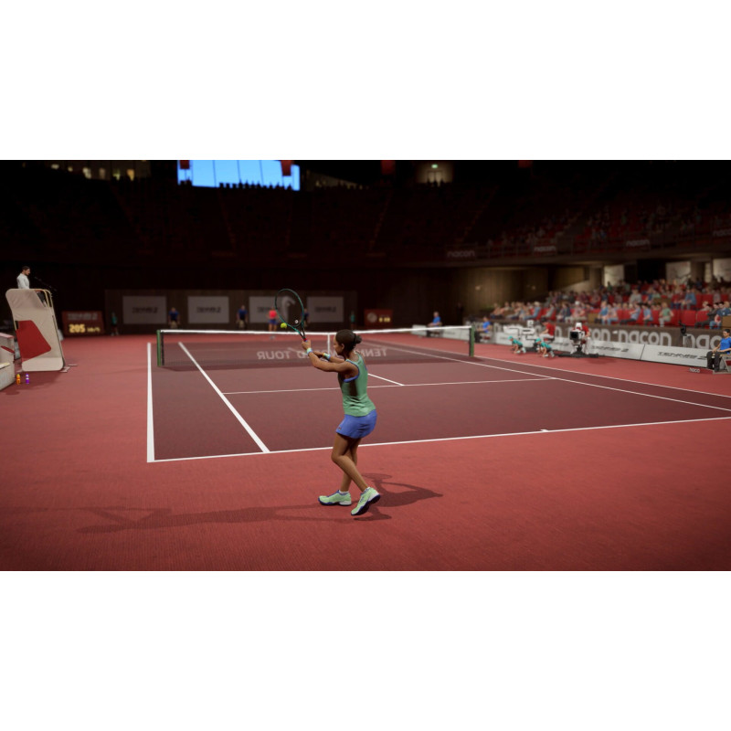 Captura de pantalla del gameplay de Tennis World Tour 2 para Nintendo Switch mostrando un emocionante partido de tenis