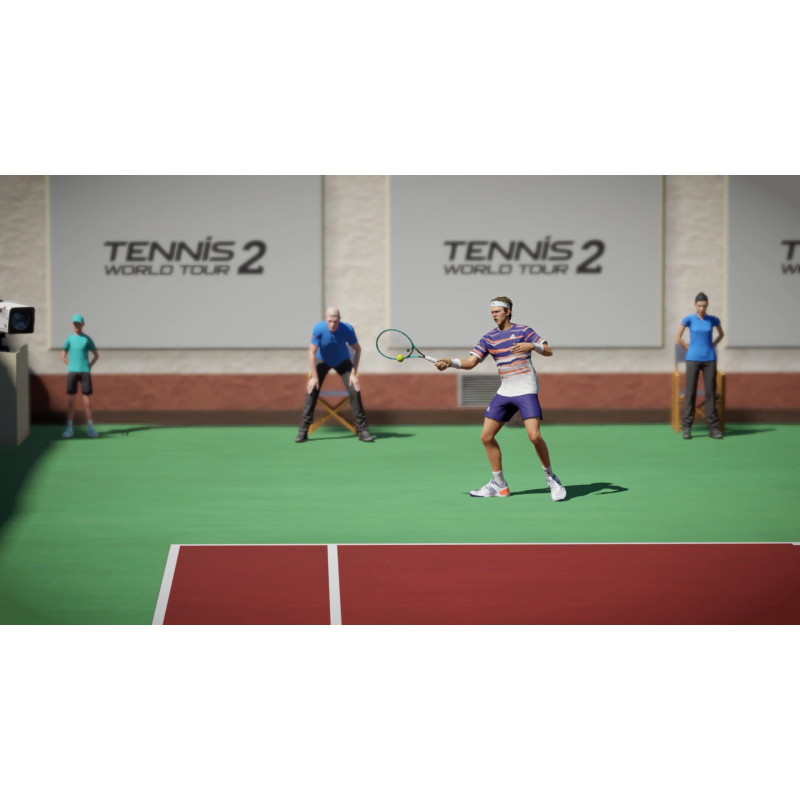 Captura de pantalla del gameplay de Tennis World Tour 2 para Nintendo Switch mostrando un emocionante partido de tenis