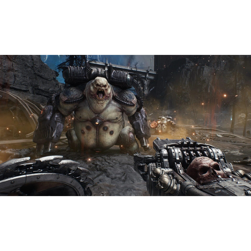 Captura de pantalla del gameplay de DOOM: THE DARK AGES en PlayStation 5 mostrando acción intensa y gráficos impresionantes