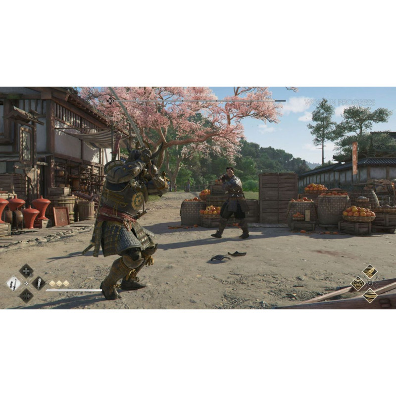 Captura de pantalla del gameplay de Assassins Creed Shadows en PlayStation 5 mostrando acción intensa