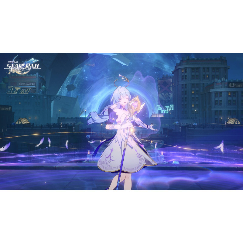 Captura de pantalla del gameplay de Honkai: Star Rail para PlayStation 5 mostrando acción intensa y gráficos impresionantes
