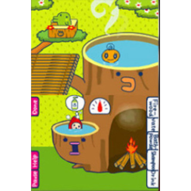 Captura de pantalla del gameplay de Tamagotchi Plaza para Nintendo Switch mostrando la interacción con mascotas virtuales
