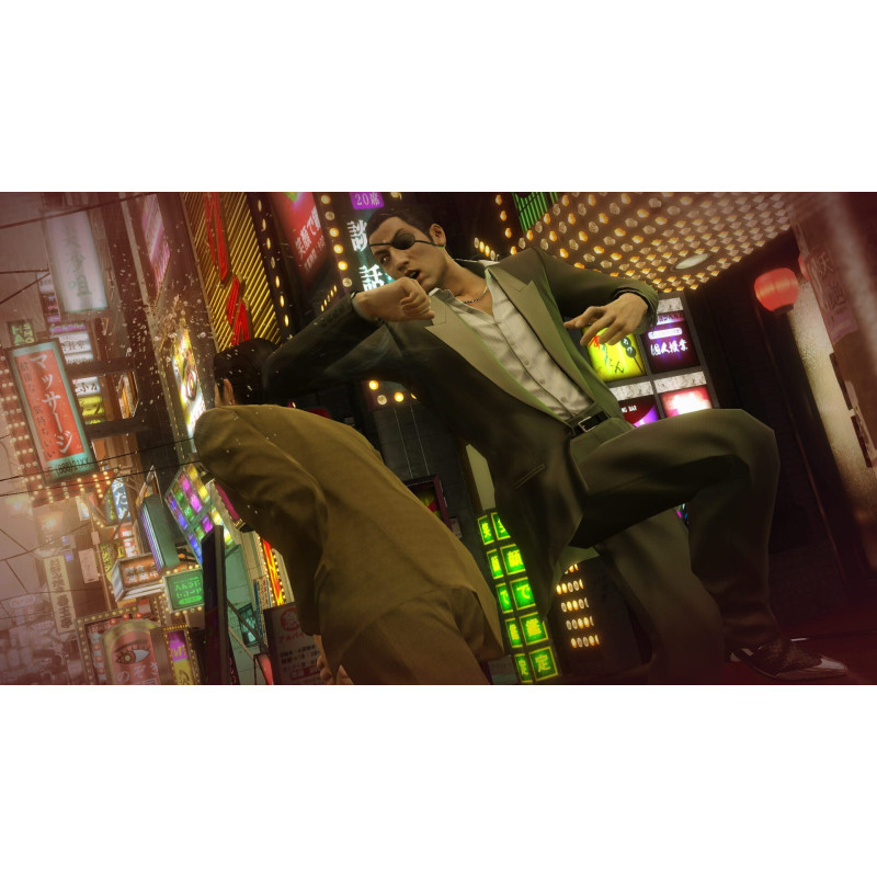 Captura de pantalla del gameplay de Yakuza 0 en Nintendo Switch mostrando acción intensa y personajes.