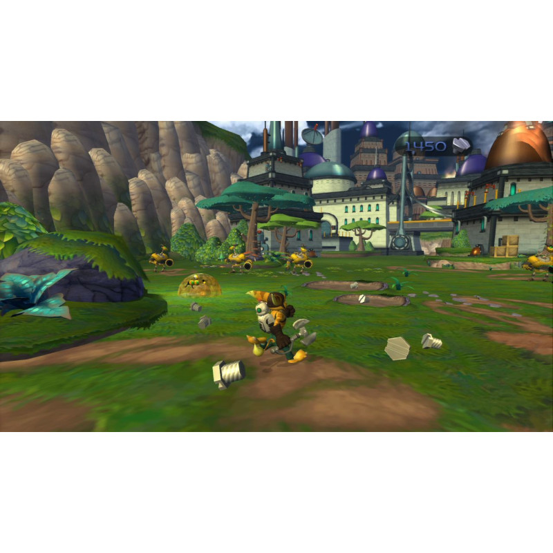 Captura de pantalla del gameplay de Ratchet & Clank para PlayStation 4 mostrando acción emocionante y gráficos vibrantes