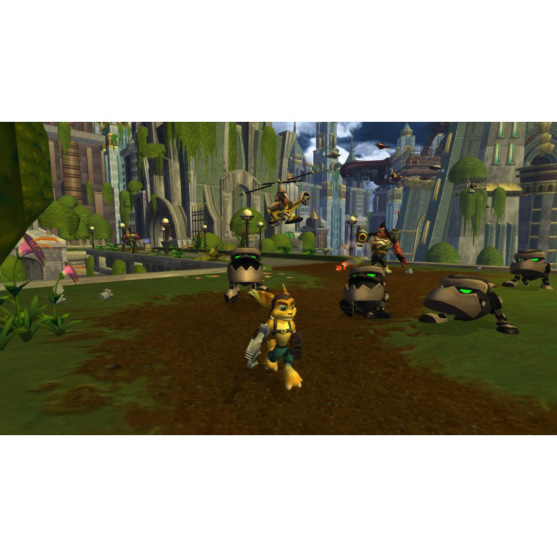 Captura de pantalla del gameplay de Ratchet & Clank para PlayStation 4 mostrando acción y aventura en el juego