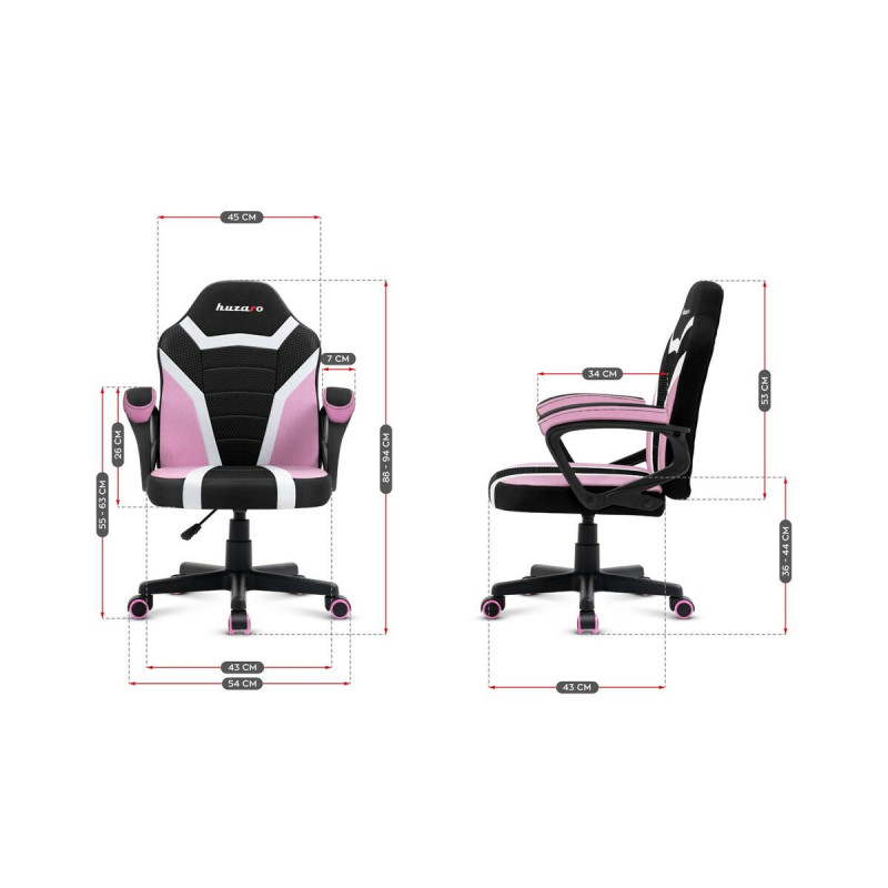 Silla Gaming Huzaro HZ-Ranger 1.0 pink mesh Negro/Rosa Niños