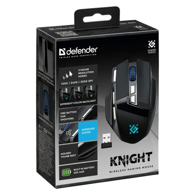 Ratón Gaming Defender GM-885 KNIGHT Negro 3200 DPI