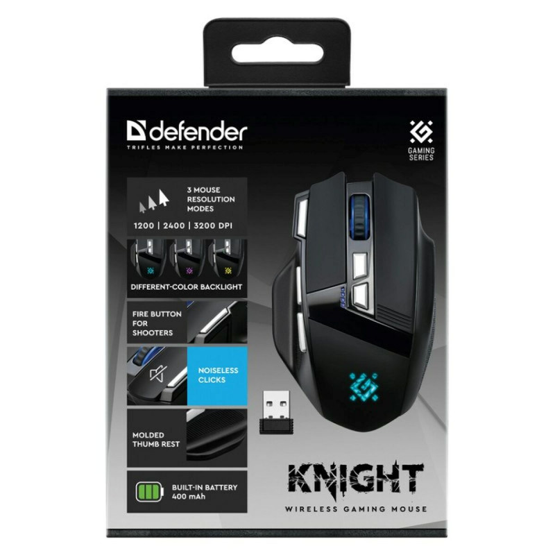 Ratón Gaming Defender GM-885 KNIGHT Negro 3200 DPI