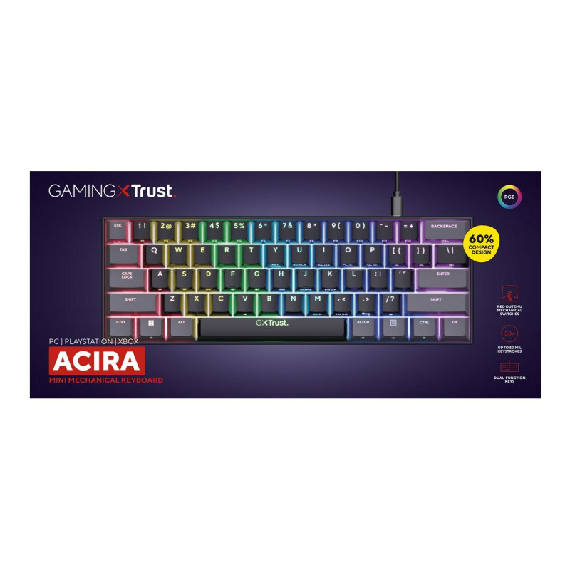 Teclado Gaming Trust GXT 867 Acira Negro Multicolor QWERTY Qwerty US