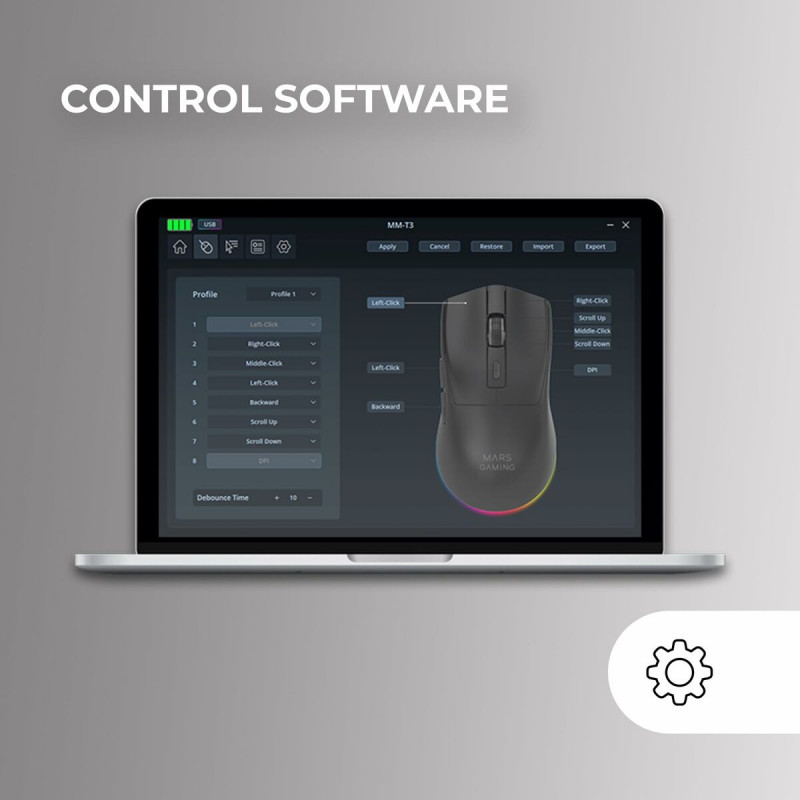 Ratón Gaming Mars Gaming MMT3W Blanco