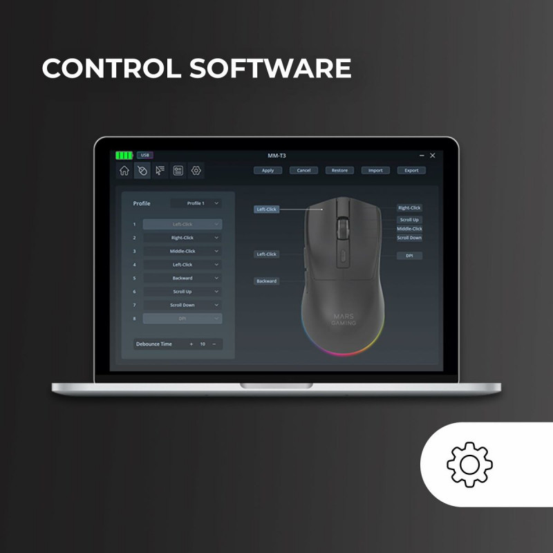 Ratón Gaming Mars Gaming MMT3 Negro