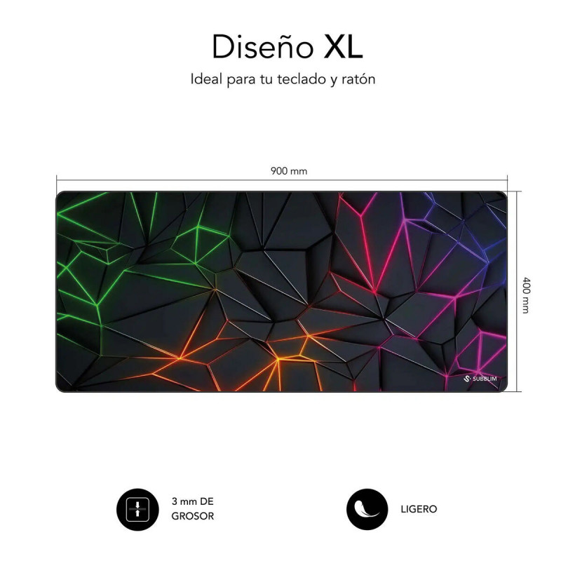 Alfombrilla de Ratón Subblim Neon Obsidian XL