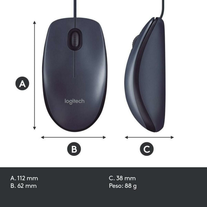 Ratón Logitech B100 Negro 800 dpi