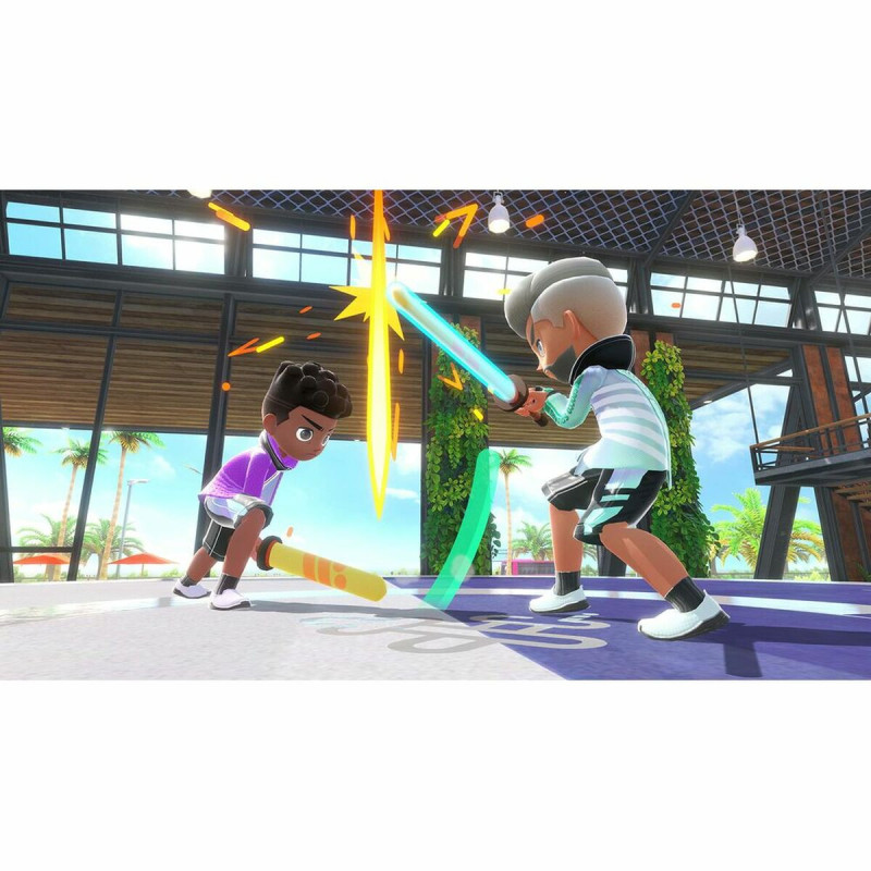 Captura de pantalla de Nintendo Switch Sports para Nintendo Switch mostrando una intensa partida multijugador
