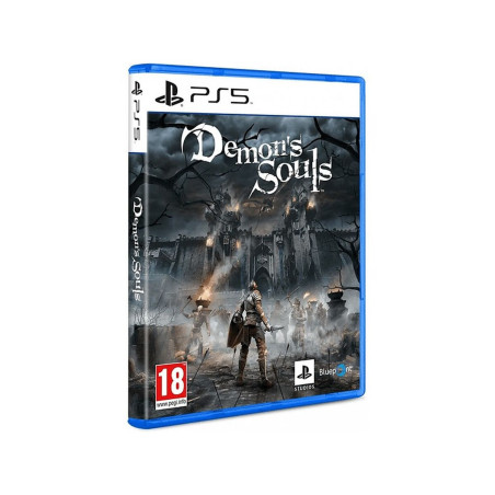 Portada del videojuego Demons Souls para PlayStation 5 con diseño épico y personajes destacados