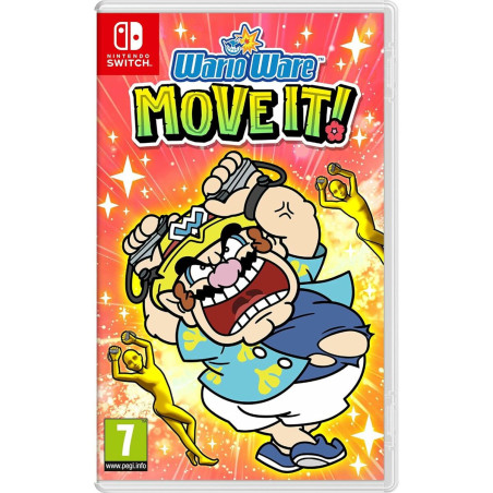 Portada del videojuego WarioWare: Move It! para Nintendo Switch con personajes coloridos y divertidos