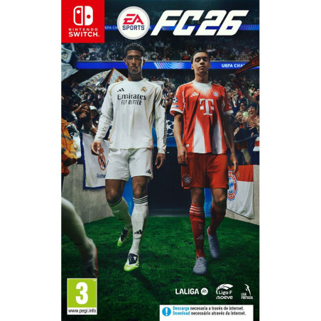 Portada del videojuego EA SPORTS FC 26 para Nintendo Switch con jugadores en acción y fondo dinámico