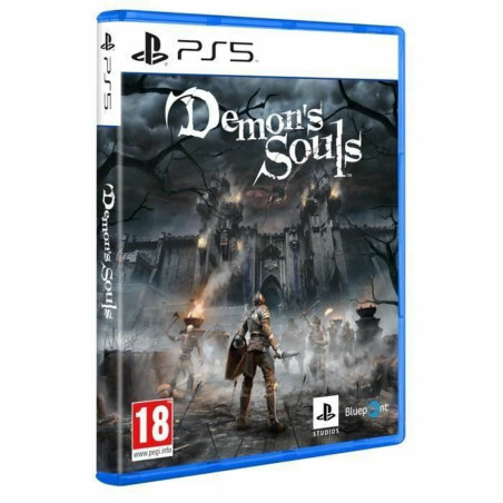 Portada del videojuego Demons Souls para PlayStation 5 con diseño oscuro y épico