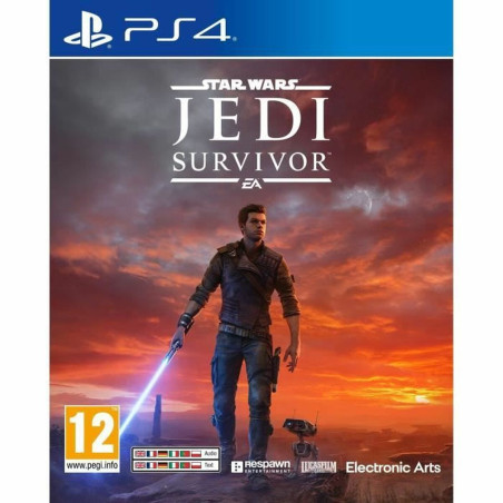 Portada del videojuego Star Wars Jedi Survivor para PlayStation 4 con diseño épico y personajes destacados