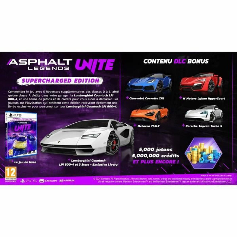 Captura de pantalla de Asphalt Legends UNITE Supercharged Edition para PlayStation 5 mostrando una emocionante carrera.