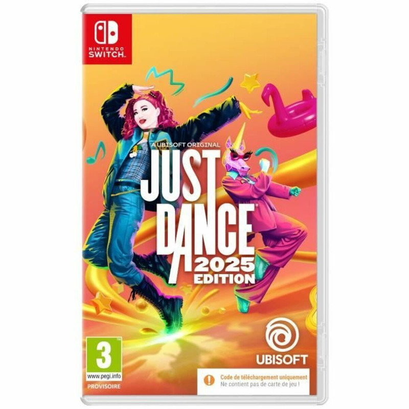 Portada de Just Dance 2025 Edition para Nintendo Switch con coloridos bailarines y logo del juego