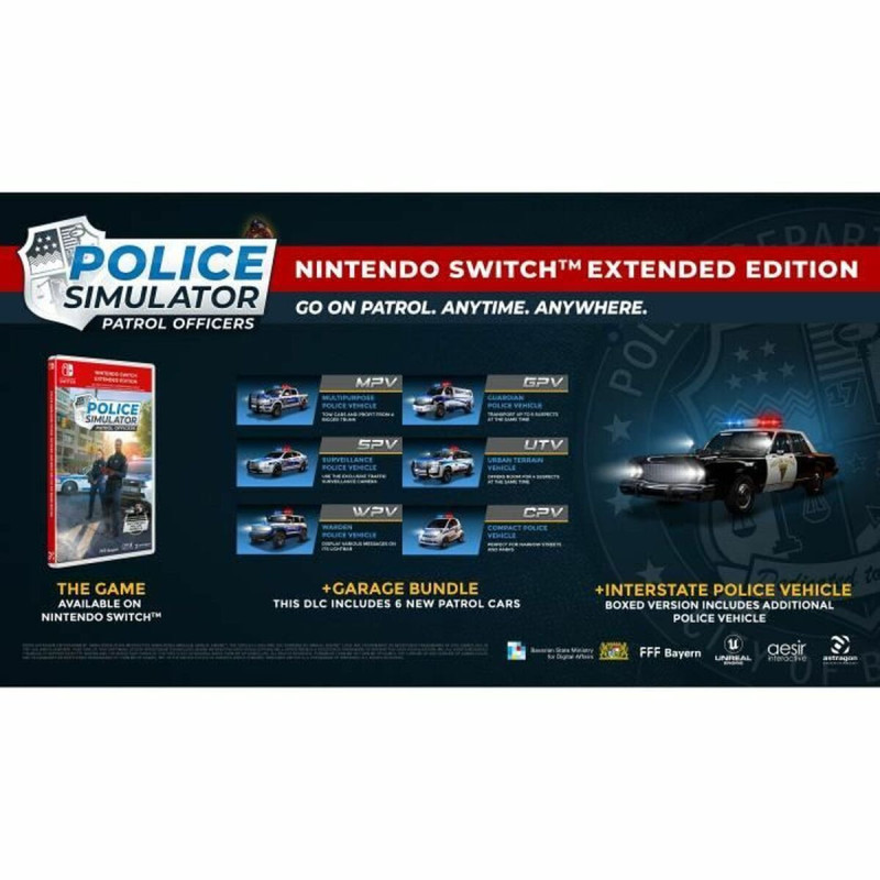 Captura de pantalla del videojuego Police Simulator: Patrol Officers para Nintendo Switch mostrando una escena de patrullaje.